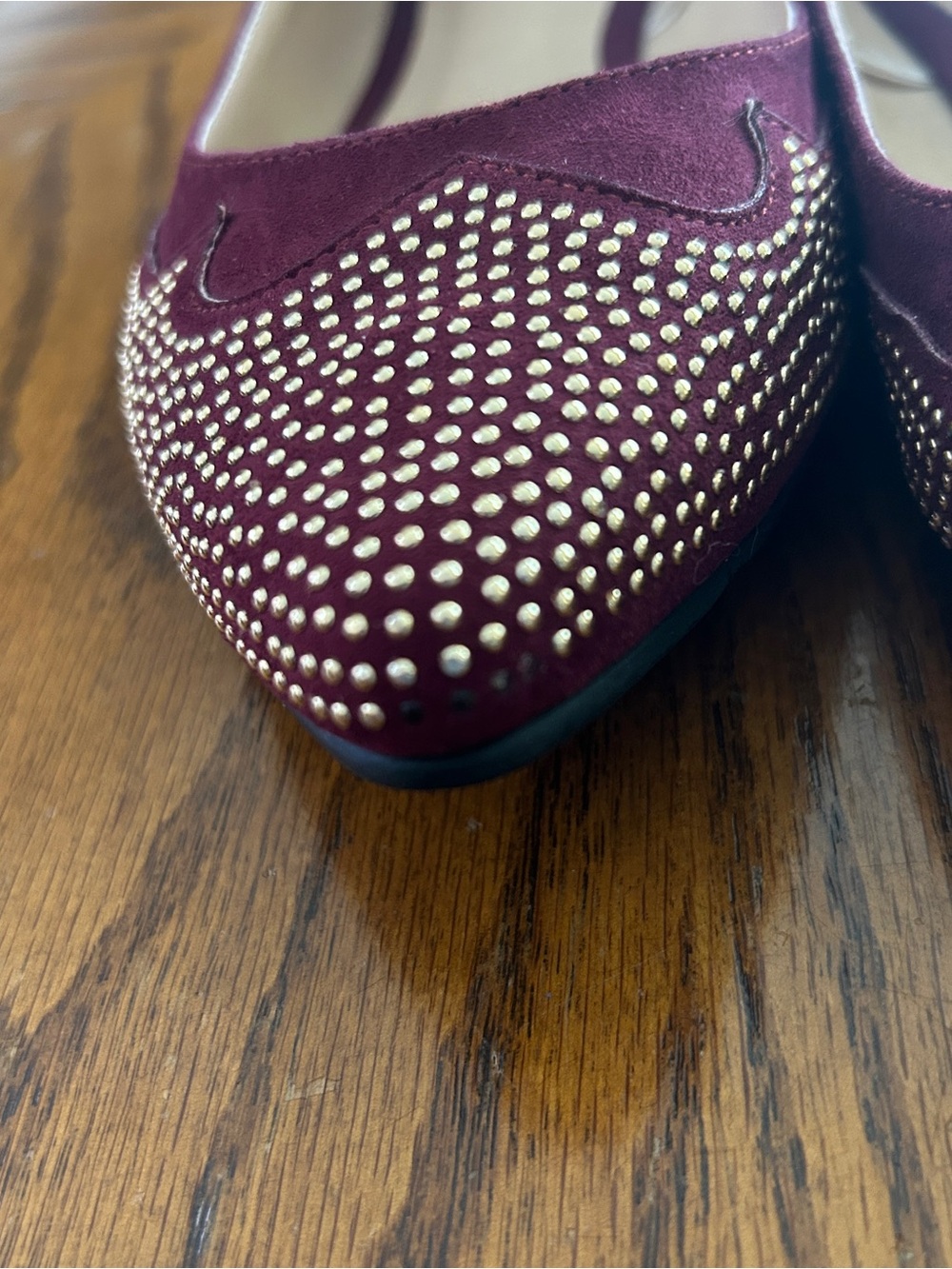 FOREVER 21 Burgundy Studded Ballet Flats - Picture 10 of 10